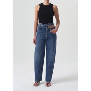 Agolde Broken Waistband Jeans relaxed 90s retro boho blue sz 26